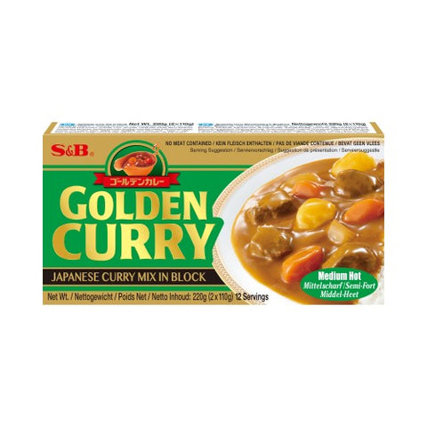 S&B Golden Curry Bloco de Caril Japonês Médio Picante - 220g