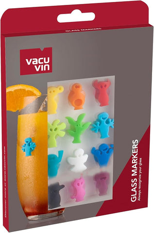 Conjunto de Marcadores para Copos Partu People Vacu Vin - 12 peças